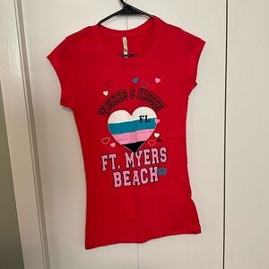 Exist Red Graphic Tee with Heart Design